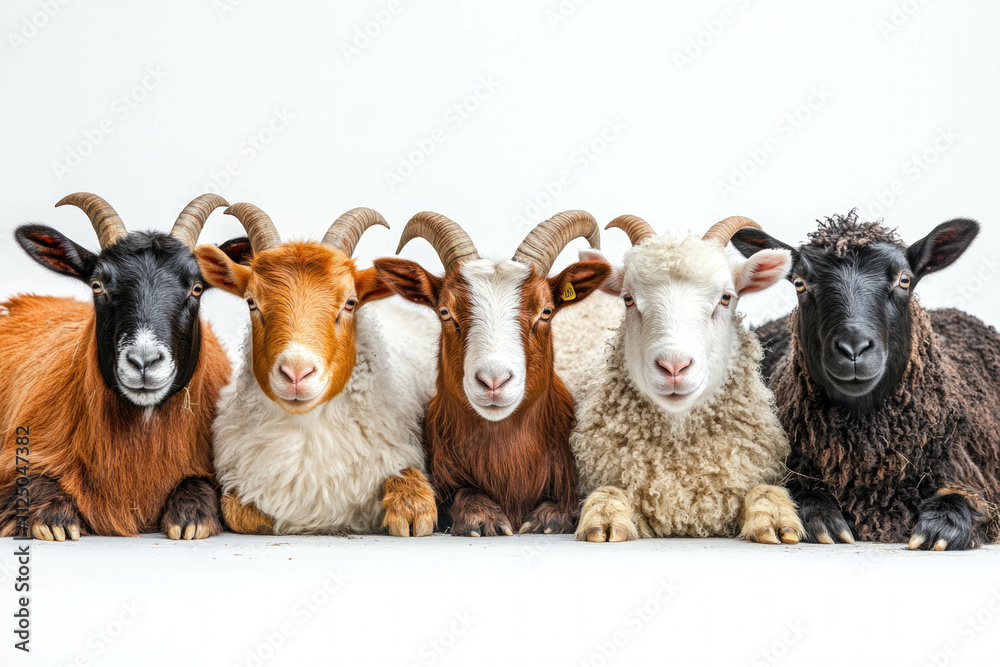 Fototapeta premium Farm Animals On White Background