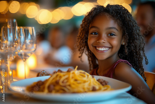Family Eating Pasta At Evening