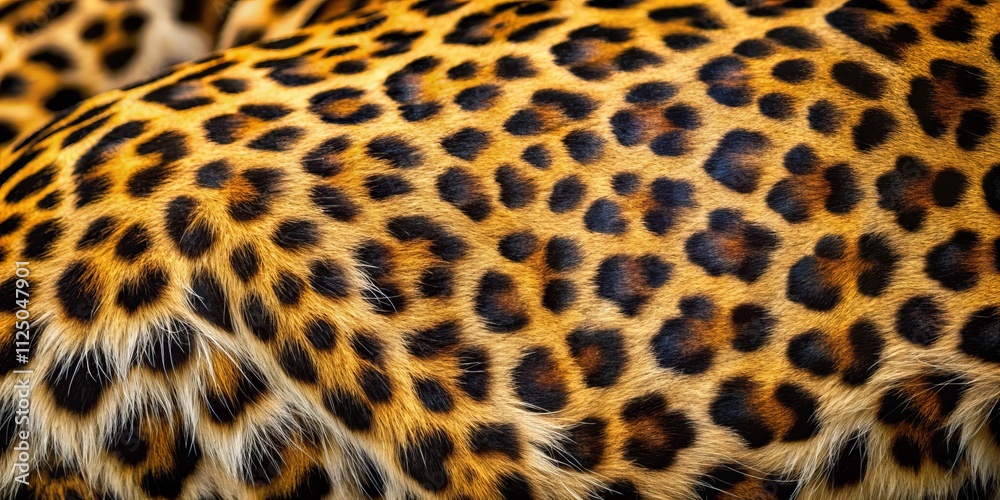 Leopard Fur Close-Up Texture, Golden Hues, Wild Cat Pattern