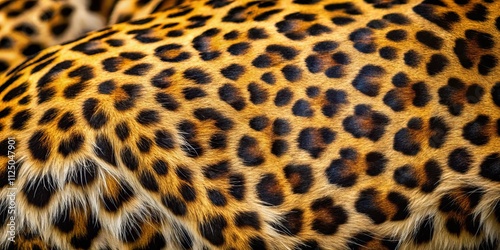 Leopard Fur Close-Up Texture, Golden Hues, Wild Cat Pattern photo