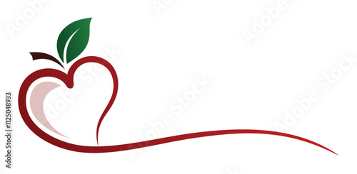 The symbol of stylized red apple with leaf.
