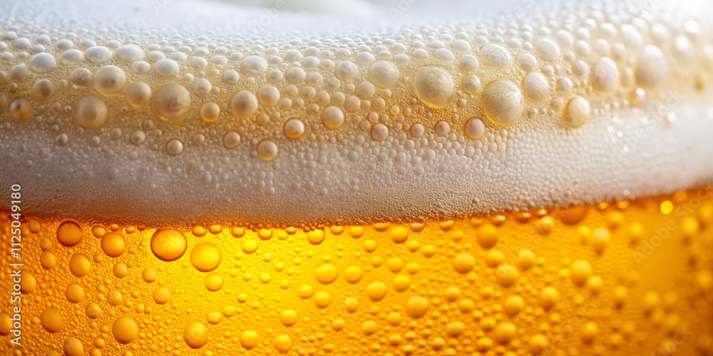 Golden Beer Head Close-Up Macro of Bubbles and Condensation Golden Beer Head Close-Up Macro of Bubbles and Condensation
