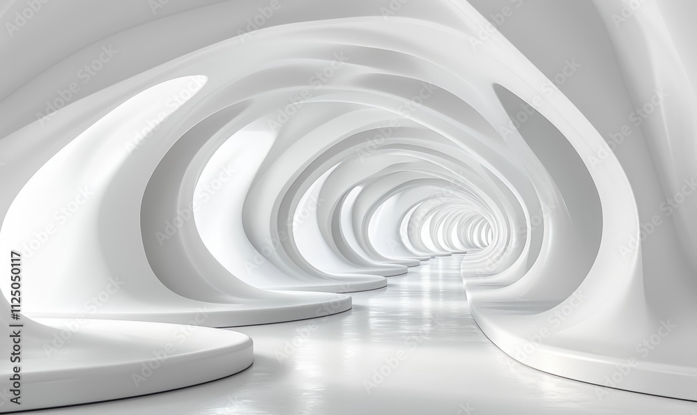 Obraz premium 无限延伸的白色时尚抽象未来通道