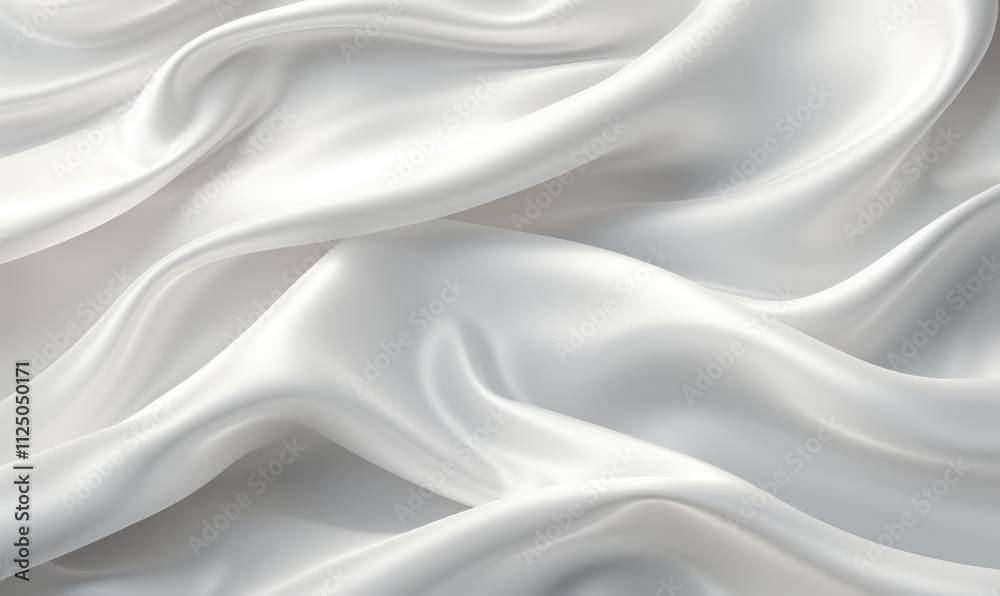 Obraz premium 白色绸缎丝绸光滑质感简约波纹优雅背景