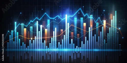 Dynamic Data Visualization Blue and Orange Line and Bar Charts