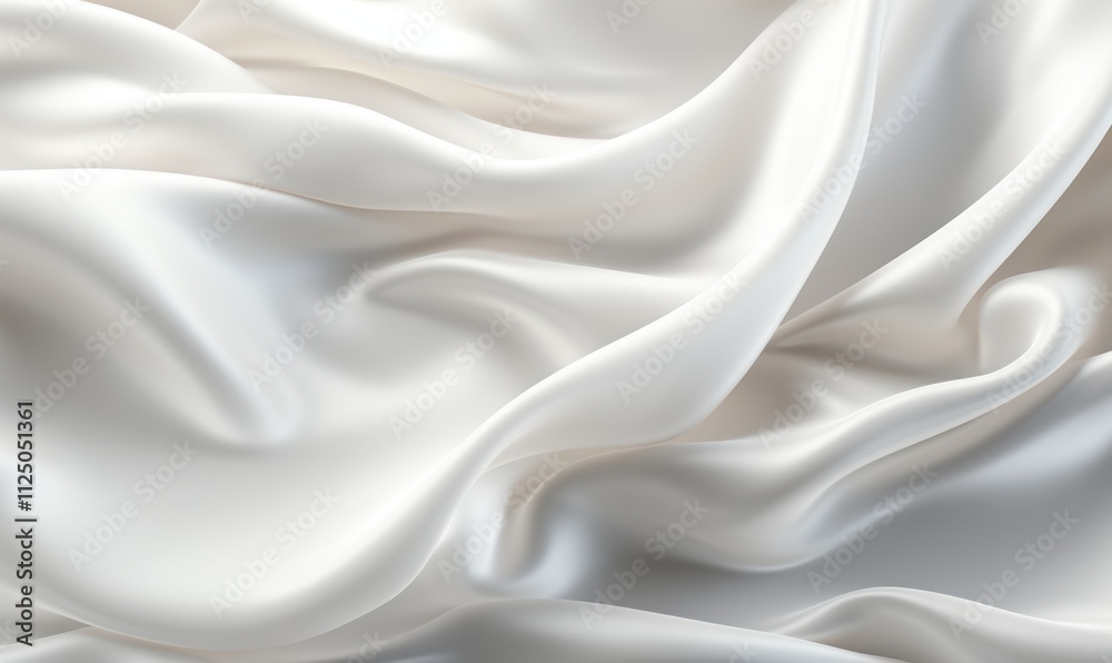 Obraz premium 白色绸缎丝绸光滑质感简约波纹优雅背景