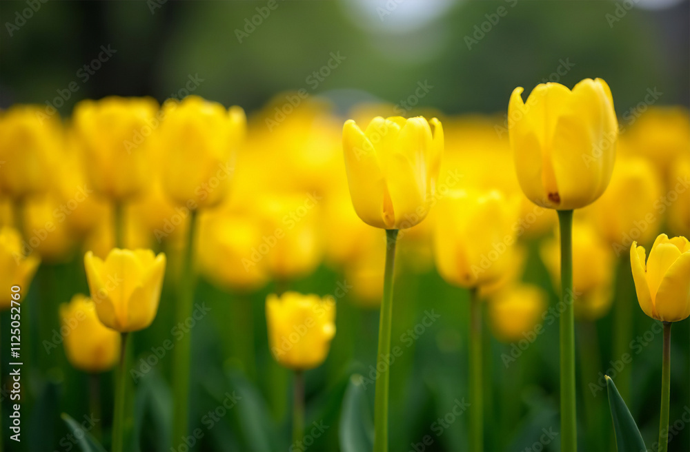Bush large yellow tulip, blooming flower outside garden, close-up. AI Generative Bush large yellow tulip, blooming flower outside garden, close-up. AI Generative