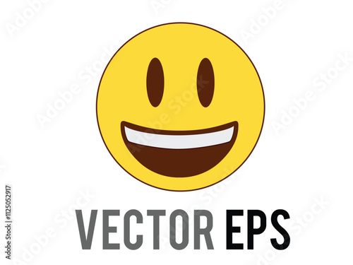 Yellow smiling, grinning face with white teeth flat icon