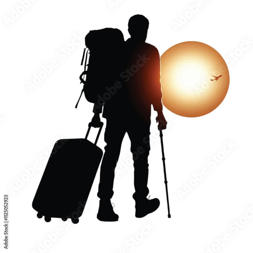 Silhouette traveling man