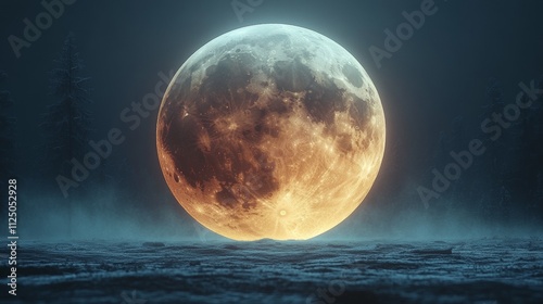 Super bright full moon against dark background