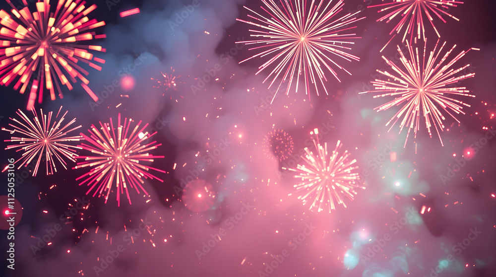 Ethereal Fireworks in Dreamlike Sky Ethereal Fireworks in Dreamlike Sky