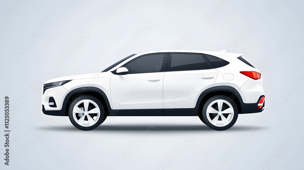 Compact flat vector car icon with a boxy design, bright colors, and minimalist details, suitable for infographics Compact flat vector car icon with a boxy design, bright colors, and minimalist details, suitable for infographics