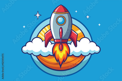 cartoon rocket, space rocket launch. vector design illustration