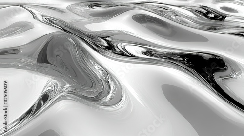 Abstract background of liquid metal, mercury or silver. Concept of futuristic, modern, and fluid design. photo