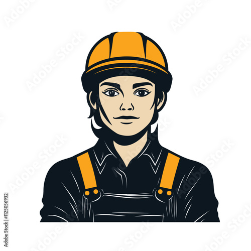 Builder man logo, Builder man icon, construction worker in hard hat, vector Illustration, SVG