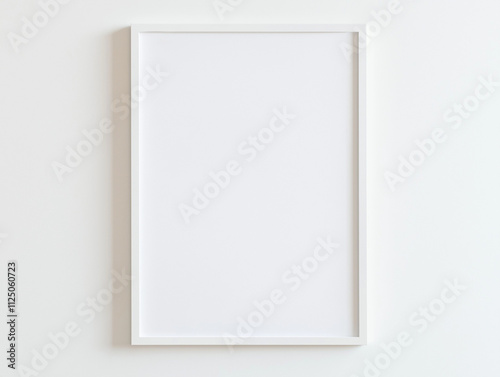 Blank Medium Vertical Frame Hanging on White Wall