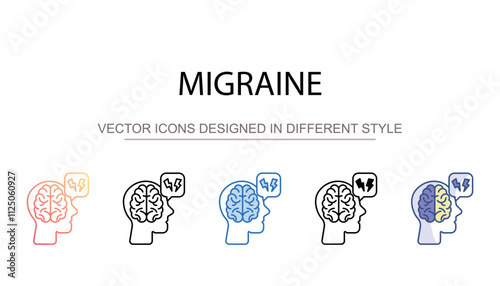 Migraine icon design with white background stock illustration