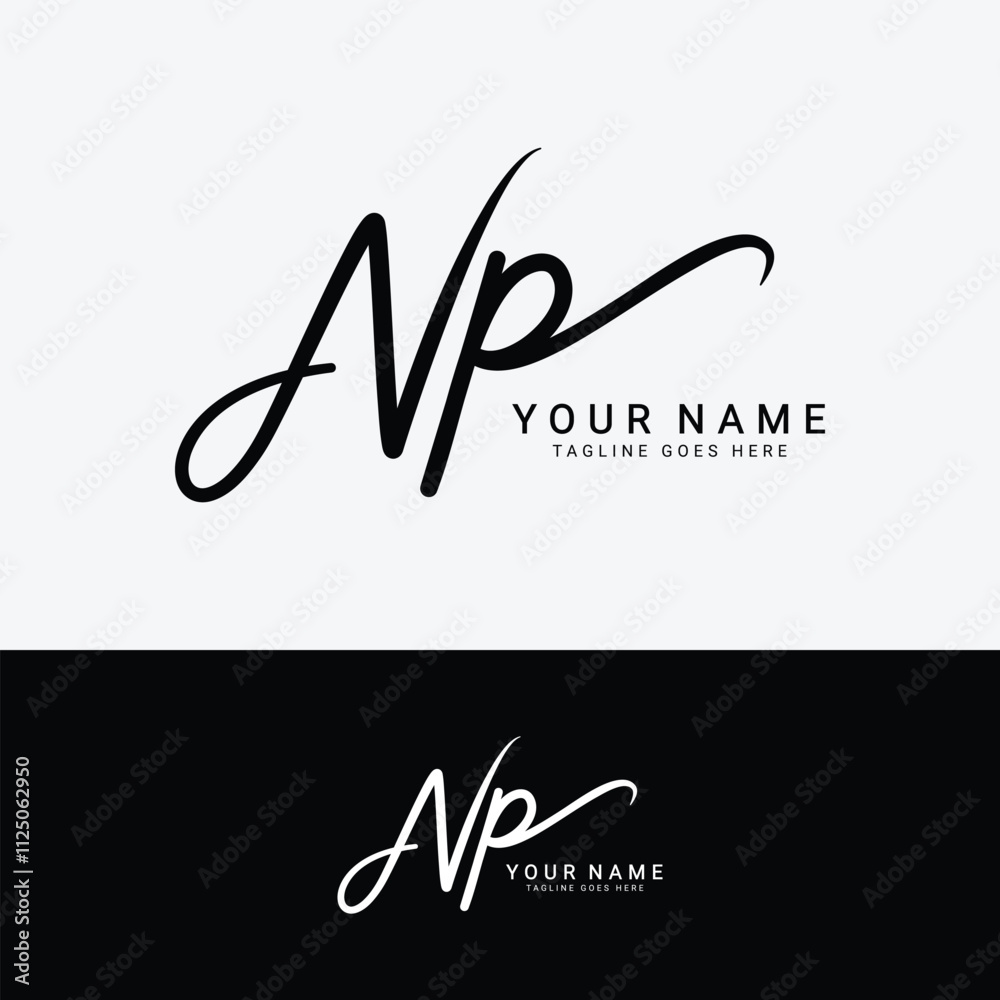 Obraz premium N, P, NP Initial letter logo. Alphabet NP Handwritten Signature logo