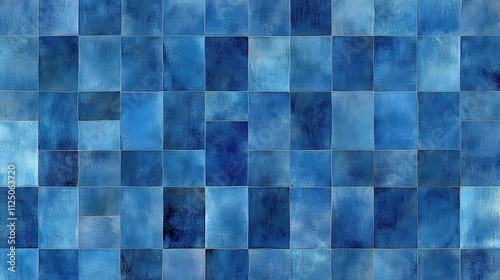 Blue tile pattern with varying shades of blue, creating textured and artistic background. This design is perfect for various creative projects and adds calming aesthetic