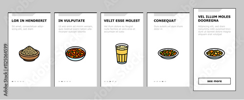 indian cuisine food curry onboarding mobile vector restaurant india, masala chicken, asian tikka, rice traditional, paneer, dish indian cuisine food curry illustrations