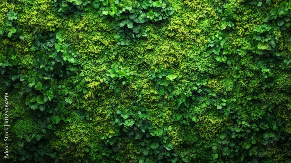 Lush Green Vertical Garden Wall of Diverse Foliage Lush Green Vertical Garden Wall of Diverse Foliage