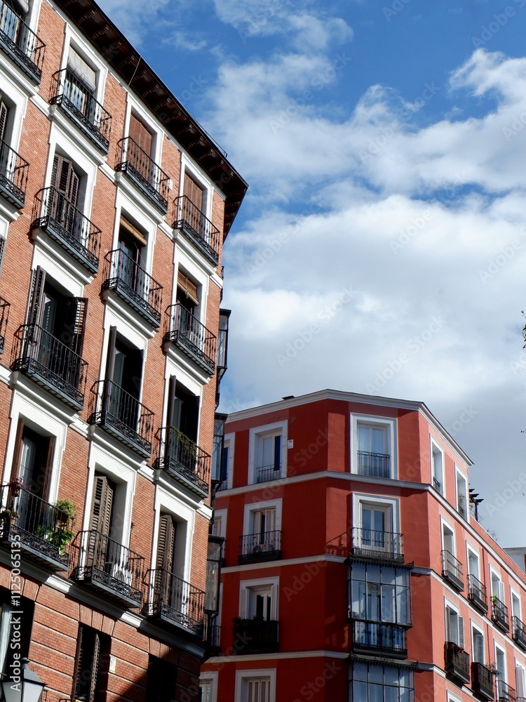 Classical buildings of Madrid community. Spanish architecture. Vertical photo copy space Classical buildings of Madrid community. Spanish architecture. Vertical photo copy space