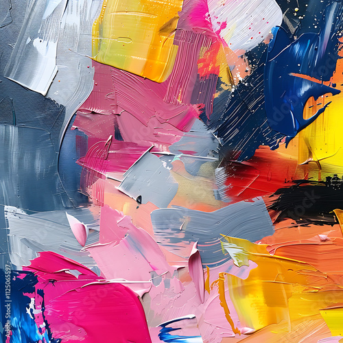 Abstract Expression of Colorful Random Brushstrokes in Vibrant Painted Composition, Inspired by Expressive Art and Artistic Concepts for Creative Projects and Visuals
