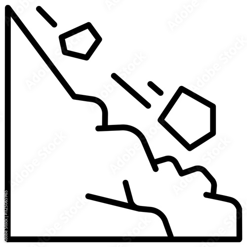 Landslide Icon with Rock Falling Icon
