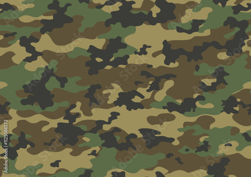 Camouflage texture seamless military background, forest hunting modern pattern, vector illustration