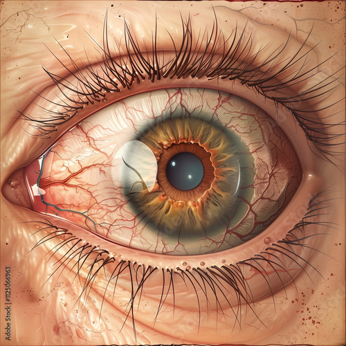 Realistic Depiction of the Retina and Iris. A Detailed Retina Illustration. intricate Anatomy of the Human Eye