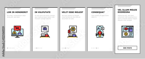 make money internet money online onboarding mobile vector business laptop, computer, earn profit, cash income, home ecommerce, digital media make money internet money online illustrations