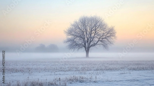 Wallpaper Mural Fog-laden fields with frost-covered grasses under a pale morning sky. Torontodigital.ca