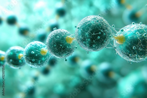 A close-up view of molecular structures, illustrating scientific concepts of biology.