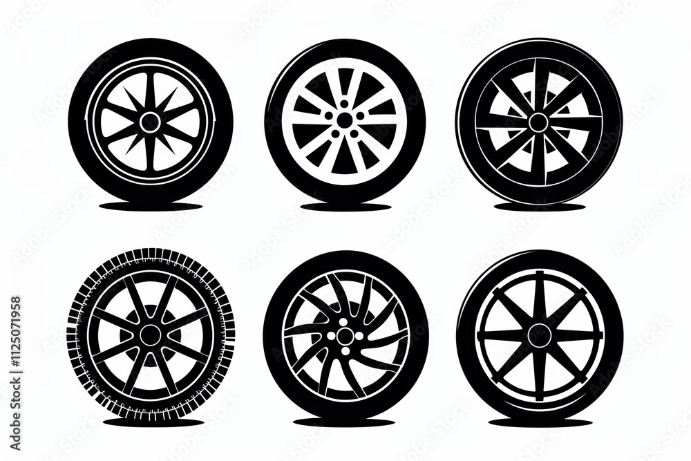 Car wheels icon, tire silhouettes, rim symbol, auto wheels sign, car tyre pictograms, minimal Car wheels icon, tire silhouettes, rim symbol, auto wheels sign, car tyre pictograms, minimal