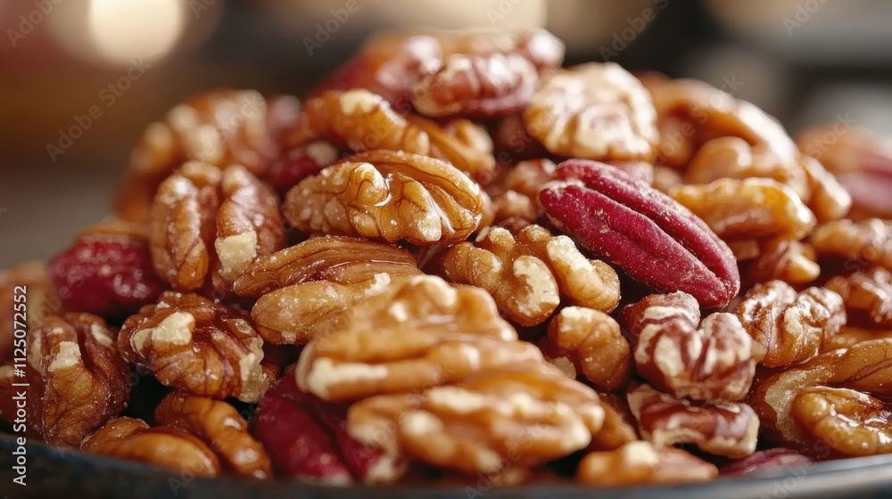 Delicious pile of assorted nuts including pecans and walnuts, perfect for snacking or baking. These nuts add rich flavor and texture to various dishes, enhancing culinary experiences Delicious pile of assorted nuts including pecans and walnuts, perfect for snacking or baking. These nuts add rich flavor and texture to various dishes, enhancing culinary experiences