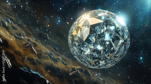 Diamond planet in space.
