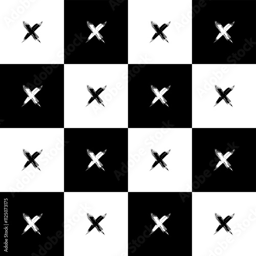 Seamless black and white geometric pattern. Checkered  background.
