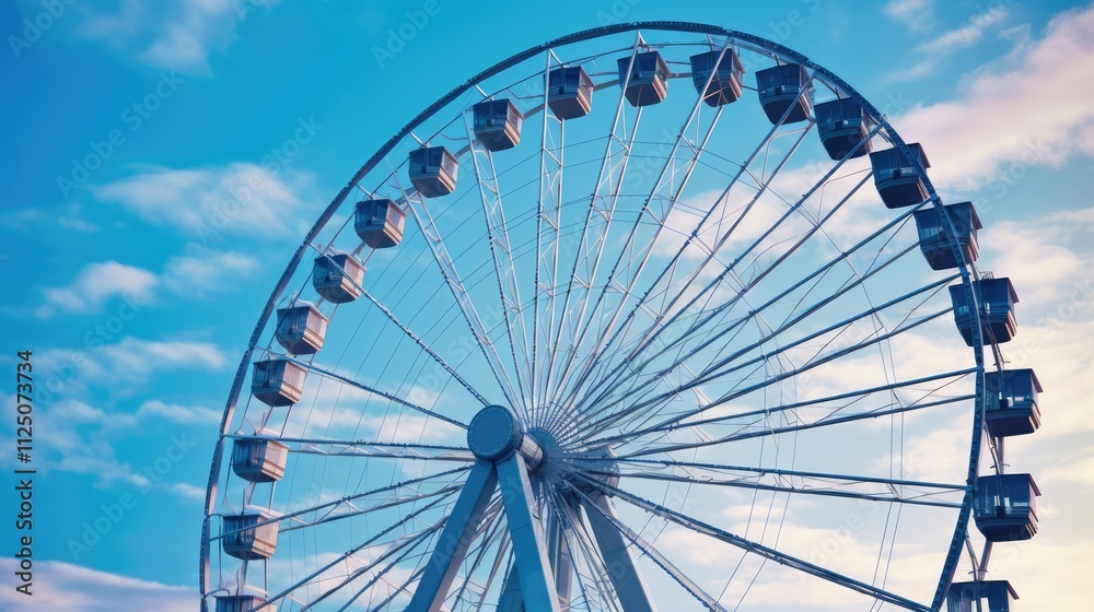 Joyful Outdoor Entertainment: Ferris Wheel at Amusement Park Joyful Outdoor Entertainment: Ferris Wheel at Amusement Park