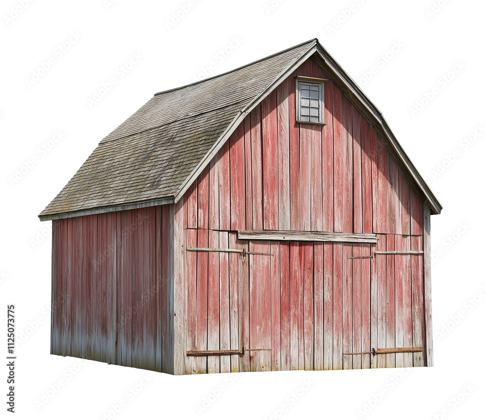 old red rustic wooden barn isolated on white background, weathered wood barn cutout png old red rustic wooden barn isolated on white background, weathered wood barn cutout png