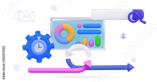 3d Agile development decisions methodology business concept Agile life rule cycle for software development diagram SCRUM Time planning and workflow managing