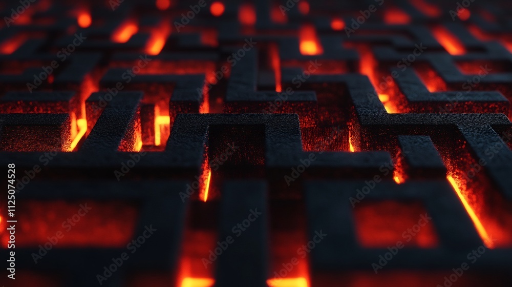 Mesmerizing 3D Maze with Glowing Neon Energy Flow - Abstract Digital Mesmerizing 3D Maze with Glowing Neon Energy Flow - Abstract Digital