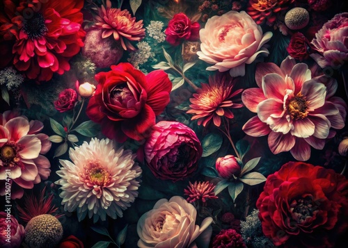 Double Exposure Floral Wallpaper - Red Pink White Flowers Close Up Photography