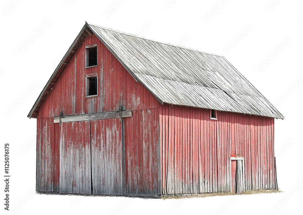 old rustic red wooden barn isolated on white background, weathered wooden barn cutout png old rustic red wooden barn isolated on white background, weathered wooden barn cutout png