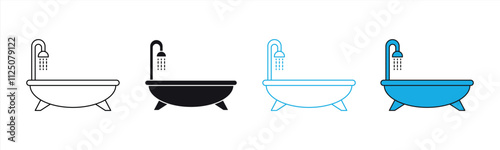 bathtub icon set. contain bathroom, washroom, shower icon. vector illustration