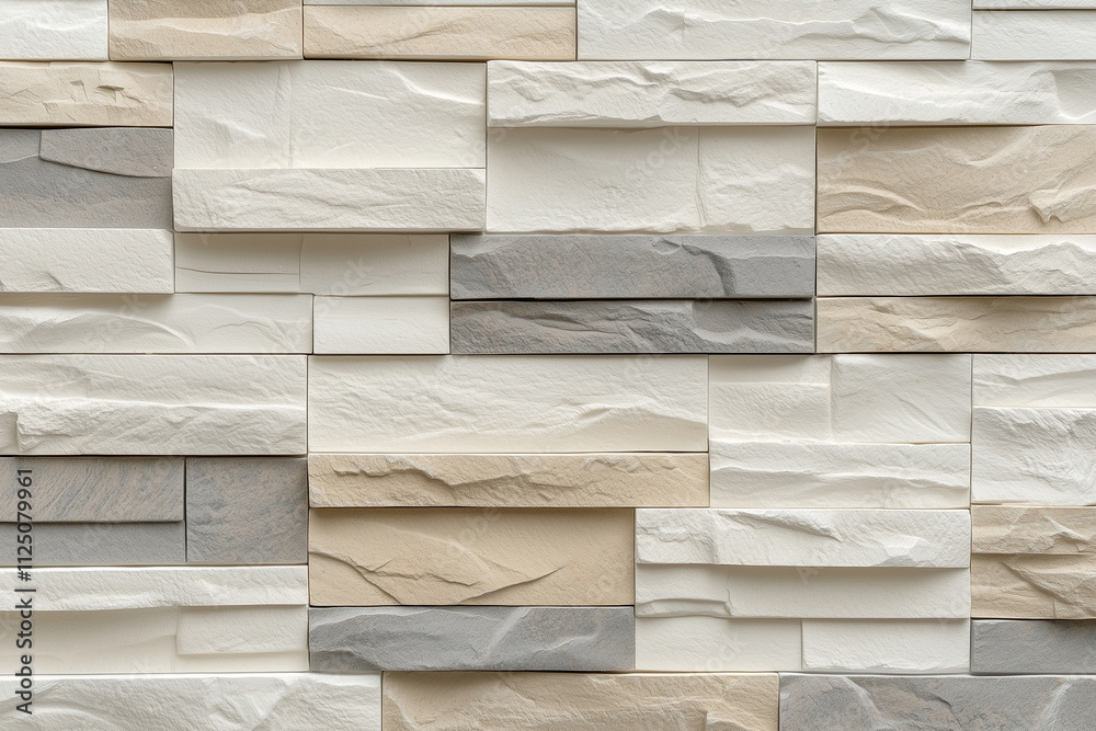 Textured stone wall with irregular patterns in neutral tones, showcasing blend of white, beige, and gray. This design adds depth and character to any space Textured stone wall with irregular patterns in neutral tones, showcasing blend of white, beige, and gray. This design adds depth and character to any space