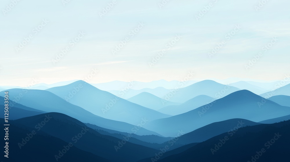 Fototapeta premium Captivating Mountainous Landscape with Soft and Smooth Blue Sky Gradient