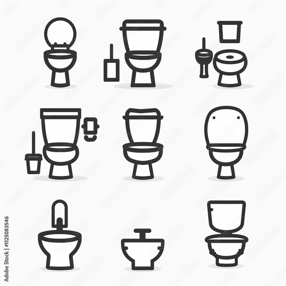 Toilet bowl icon, wc sign, minimal restroom closet symbol, simple lavatory emblem on white Toilet bowl icon, wc sign, minimal restroom closet symbol, simple lavatory emblem on white