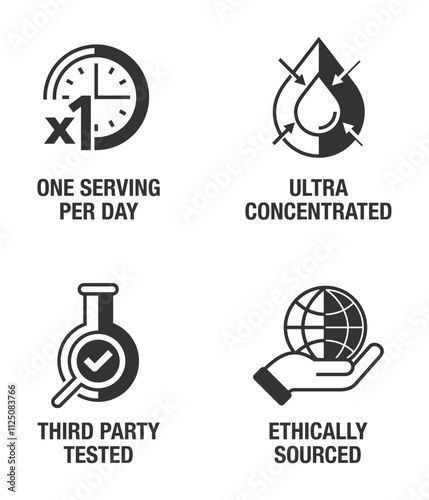 Ultra concentrated, One serving per day, Ethically sourced, Third party tested