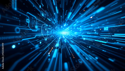 Abstract Digital Data Stream Tunnel: Futuristic Technology Background