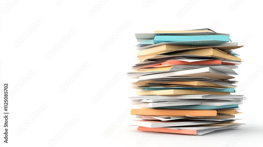 Unpaid Debts and Overdue Credit Card Bills Isolated on White Background,3D